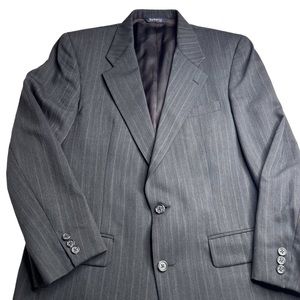 Vintage BURBERRYS’ Striped Wool Suit Jacket Sport Coat Blazer Union-Made in USA